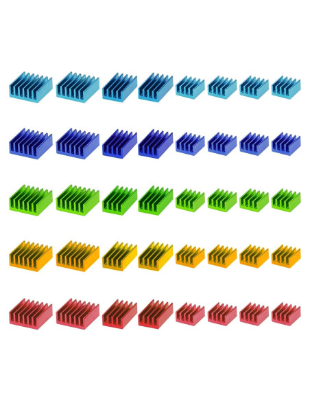 Kit de 40 Disipadores de Calor Multicolor Pastall para Raspberry Pi Kit de 40 Disipadores de Calor Multicolor Pastall para Raspberry Pi