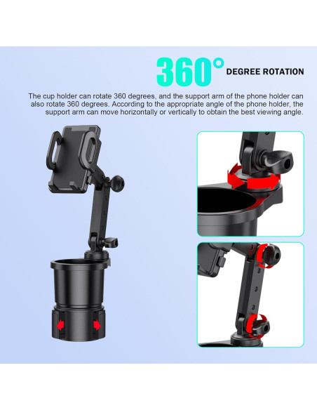 Soporte 2 en 1 para Teléfono y Taza GRANDI Ajustable Negro Soporte 2 en 1 para Teléfono y Taza GRANDI Ajustable Negro