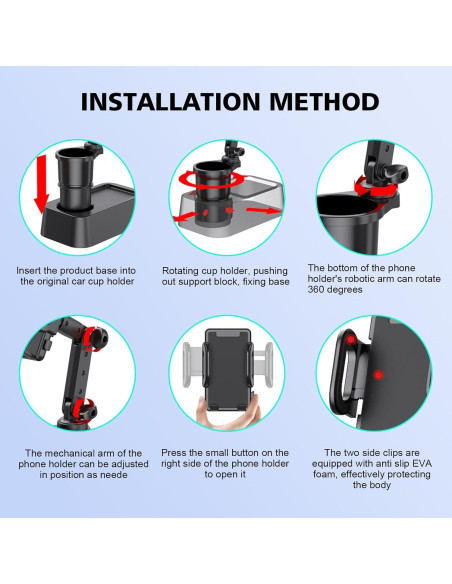 Soporte 2 en 1 para Teléfono y Taza GRANDI Ajustable Negro Soporte 2 en 1 para Teléfono y Taza GRANDI Ajustable Negro