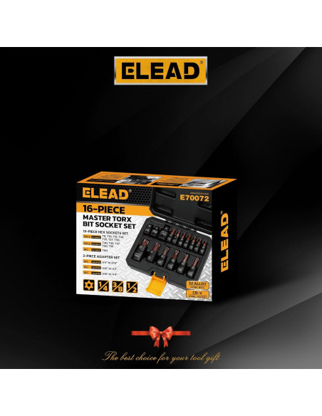 Juego de 16 Piezas Enchufe Torx ELEAD T8-T60 Acero S2 Juego de 16 Piezas Enchufe Torx ELEAD T8-T60 Acero S2
