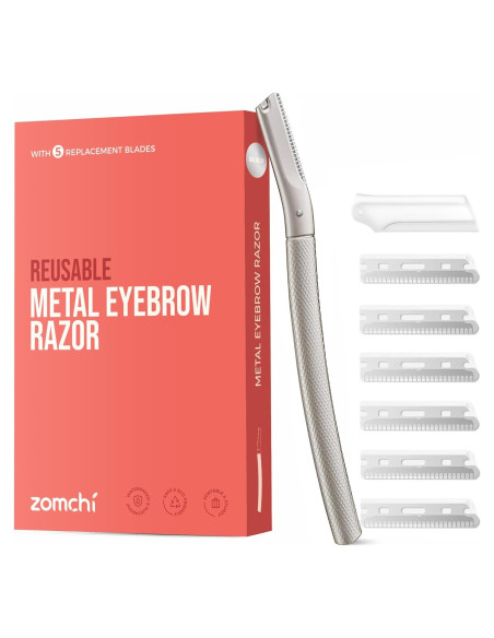 Rasuradora de Cejas ZOMCHI Plata con 6 Cuchillas para Hombres y Mujeres Rasuradora de Cejas ZOMCHI Plata con 6 Cuchillas para Hombres y Mujeres