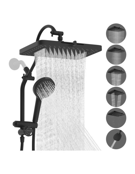 Cabezal de Ducha Hibbent 33 cm Alta Presión 5 Modos Metal Negro Cabezal de Ducha Hibbent 33 cm Alta Presión 5 Modos Metal Negro