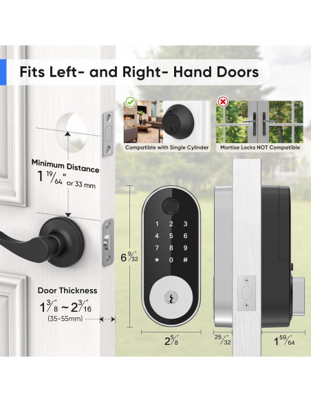 Cerradura Inteligente Sifely Niquel con Huella Digital y Teclado