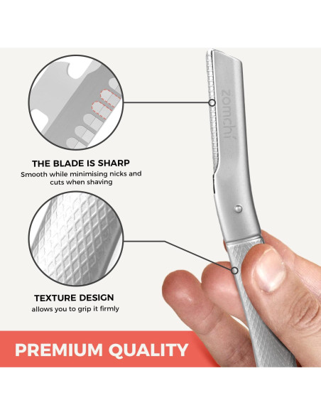 Rasuradora de Cejas ZOMCHI Plata con 6 Cuchillas para Hombres y Mujeres Rasuradora de Cejas ZOMCHI Plata con 6 Cuchillas para Hombres y Mujeres