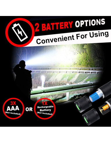 Paquete de 4 Linternas Tácticas LED HinsGEAR SL2000 2000 Lúmenes