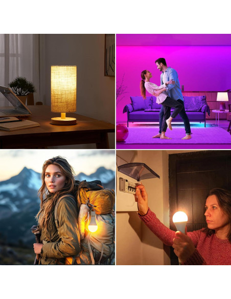 Bombilla LED Recargable A19 Yochoice 2 Paquetes 15 Colores Bombilla LED Recargable A19 Yochoice 2 Paquetes 15 Colores