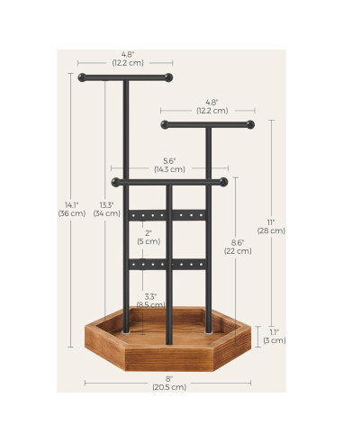Soporte de Joyería SONGMICS Metal 3 Niveles Negro y Marrón