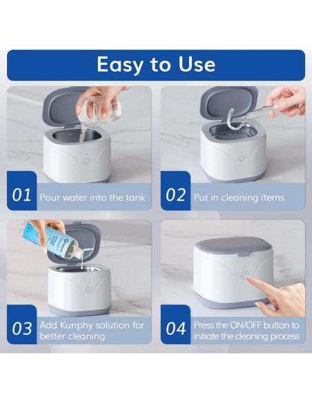 Limpiador Ultrasonido KUNPHY 220ML 46KHz para Joyería y Dentaduras Limpiador Ultrasonido KUNPHY 220ML 46KHz para Joyería y Dentaduras