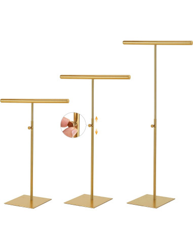 Soporte de exhibición de joyería SHUNKAIZS dorado 2 piezas ajustable