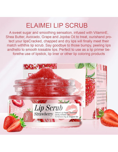 Exfoliante Labial de Fresa FCZJYUS - Hidratante y Reparador