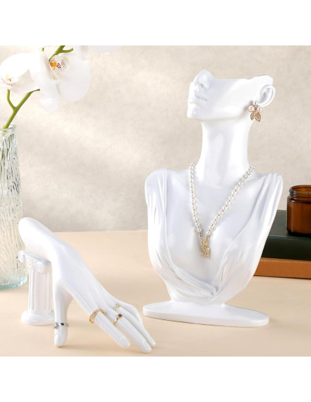 Conjunto de Exhibición de Joyería Yalikop - 2 Piezas Blanco Conjunto de Exhibición de Joyería Yalikop - 2 Piezas Blanco