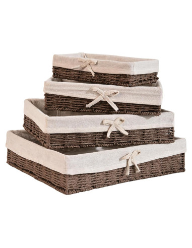 Juego de 4 Cestas de Almacenamiento Rattanzenith Marrón