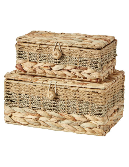 Conjunto 2 Cestas de Almacenamiento Mimbre VinneGenzz Natural Conjunto 2 Cestas de Almacenamiento Mimbre VinneGenzz Natural