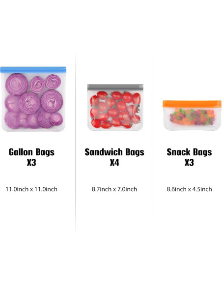Bolsas Reutilizables Lerine 10 Piezas 3 Galones Sin BPA Bolsas Reutilizables Lerine 10 Piezas 3 Galones Sin BPA