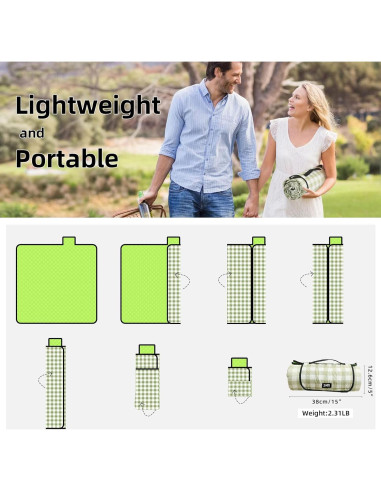 Manta de Picnic ZAZE Extra Grande 203x203cm Impermeable