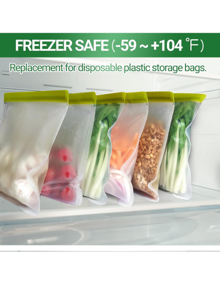 Paquete de 6 Bolsas Reutilizables LKSUMPT 1 Galón Sin BPA Paquete de 6 Bolsas Reutilizables LKSUMPT 1 Galón Sin BPA