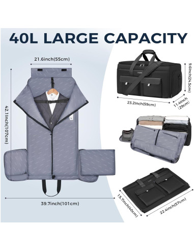 Bolsa de Ropa Convertible Ytonet 2 en 1 para Viaje 40L