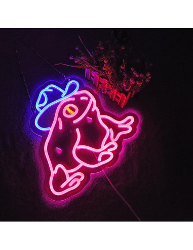 Letrero de neón LED HONE regulable Rosa y Azul 36x33 cm