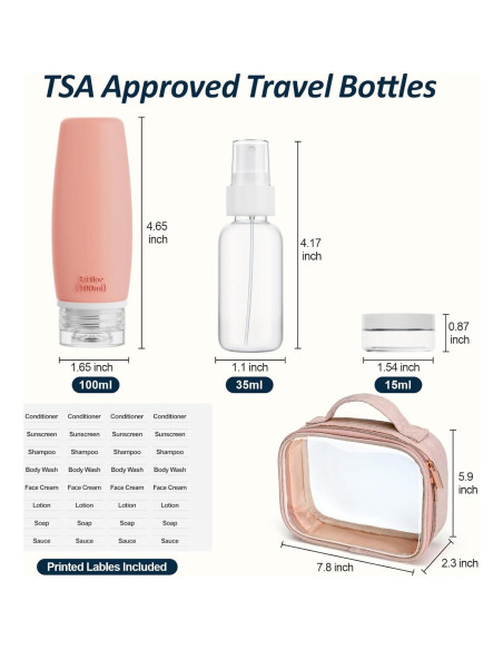Bolsa de Aseo Packism Aprobada por TSA con 8 Botellas 100ml Bolsa de Aseo Packism Aprobada por TSA con 8 Botellas 100ml