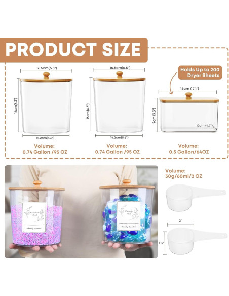Juego de 3 Contenedores de Almacenamiento COAZEX para Lavandería Juego de 3 Contenedores de Almacenamiento COAZEX para Lavandería