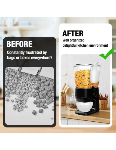 Dispensador de Cereal Hermético Mivvosakuki 3.3L Negro 2 Piezas