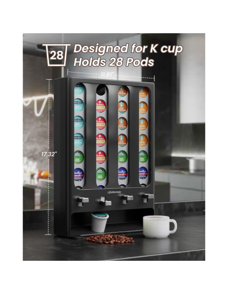Soporte para K Cup LifeMoreasy - Organizador 28 Cápsulas Estilo Vending Soporte para K Cup LifeMoreasy - Organizador 28 Cápsulas Estilo Vending