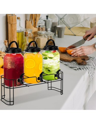 Dispensador de Bebidas Tanlade 3.8L con Soporte de Metal Negro