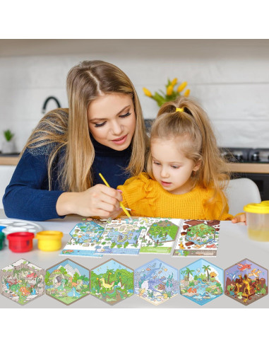 Stickers 3D Dinosaurios QICI - 12 Sets para Crear Escenas