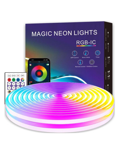 Luces de Cuerda LED Neón EcoMyLife 5M RGB Dimmable IP68
