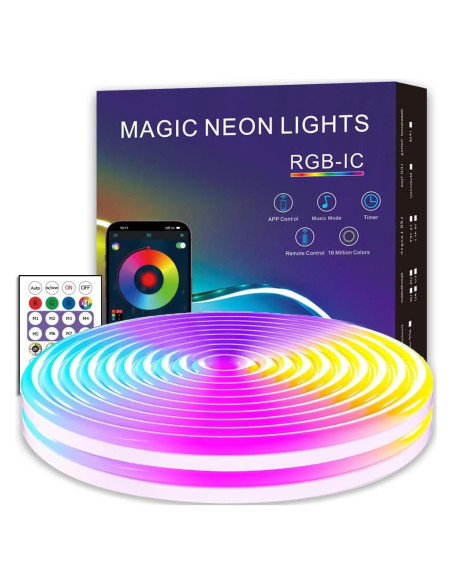 Luces de Cuerda LED Neón EcoMyLife 5M RGB Dimmable IP68 Luces de Cuerda LED Neón EcoMyLife 5M RGB Dimmable IP68
