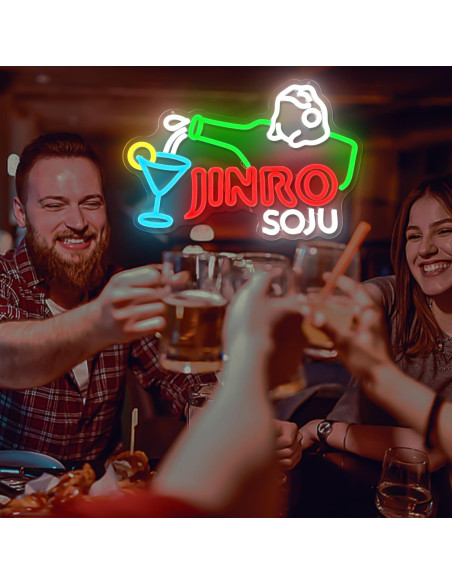 Letrero de Neón Jinro Soju Dimmable 25.5x38 cm para Bar Letrero de Neón Jinro Soju Dimmable 25.5x38 cm para Bar