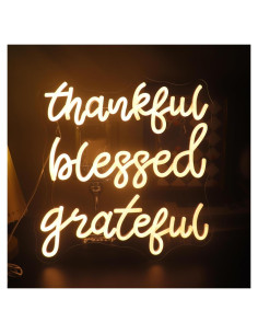 Letrero de Neón LED Agradecido Bendecido QiaoFei 44x38cm