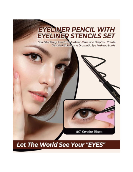Lápiz de Eyeliner Negro Retráctil SUMEITANG con Plantilla Lápiz de Eyeliner Negro Retráctil SUMEITANG con Plantilla