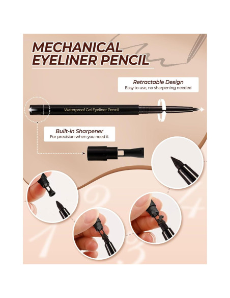 Lápiz de Eyeliner Negro Retráctil SUMEITANG con Plantilla Lápiz de Eyeliner Negro Retráctil SUMEITANG con Plantilla