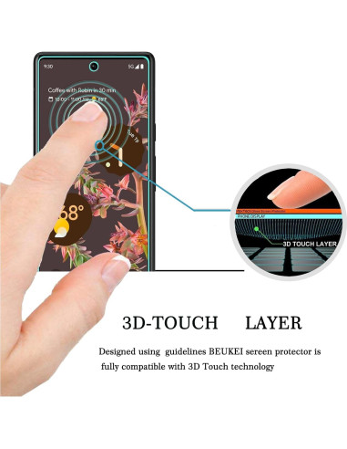 Protector de Pantalla Vidrio Templado Beukei para Google Pixel 6 5G - 4 Pack