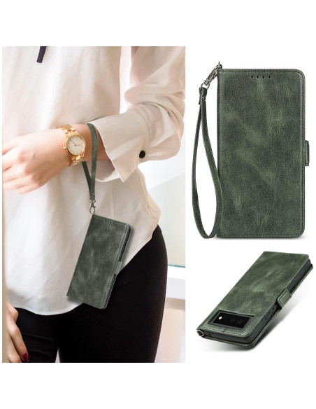 Funda Cartera Plegable Verde para Google Pixel 6 5G con RFID Funda Cartera Plegable Verde para Google Pixel 6 5G con RFID
