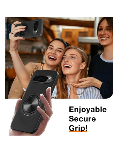 Funda TPU para Google Pixel 9 Pro XL con soporte 360 - Negro