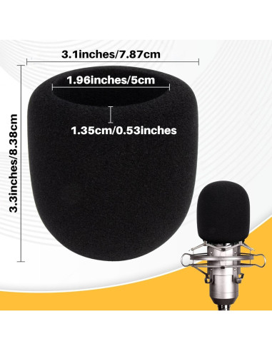 Juego de 4 Fundas de Espuma para Micrófonos Negras 7.87x8.38 cm