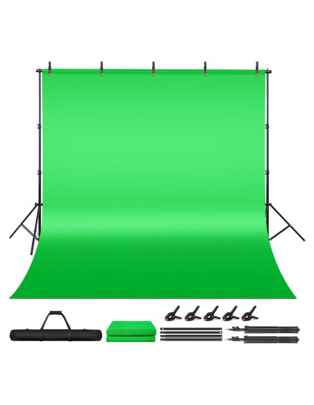Kit de Fondo Verde Portátil Aiuca 1.98 x 3.05 m con Soporte Kit de Fondo Verde Portátil Aiuca 1.98 x 3.05 m con Soporte