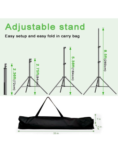 Kit de Fondo Verde Ajustable LOOWVY 3.05x2.59m para Fotografía