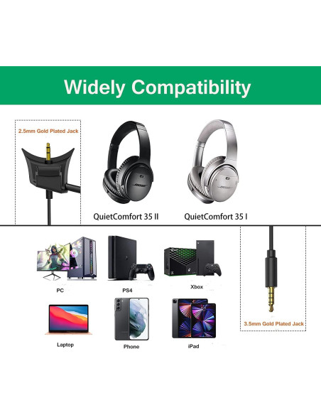 Cable de Micrófono Boom Alitutumao para Bose QC35 QC35 II Cable de Micrófono Boom Alitutumao para Bose QC35 QC35 II