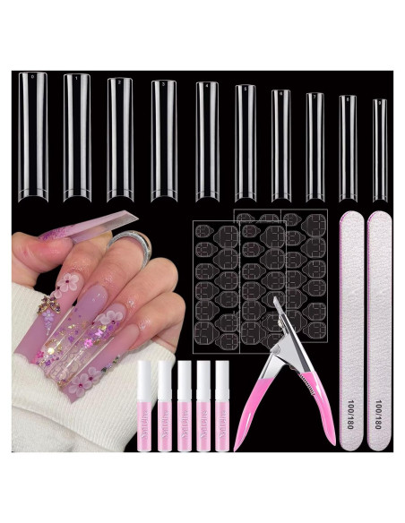 Kit de Uñas Acrílicas AITRAI 500 Piezas Cuadradas con Pegamento Kit de Uñas Acrílicas AITRAI 500 Piezas Cuadradas con Pegamento