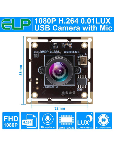 Cámara USB ELP Sony IMX323 1080P 100 Angulo Amplio