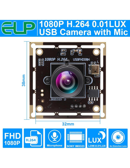 Cámara USB ELP Sony IMX323 1080P 100 Angulo Amplio Cámara USB ELP Sony IMX323 1080P 100 Angulo Amplio