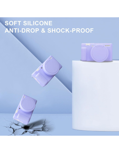 Funda de silicona BOVKE para cámara Sony ZV-1 morado Funda de silicona BOVKE para cámara Sony ZV-1 morado