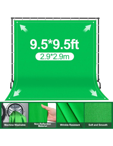 Kit de Fondo Verde 2.74x2.74m con Soporte Móvil 2.13m GLOSHOOTING