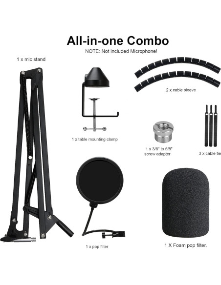 Soporte de Micrófono YOUSHARES con Filtro de Pop y Pantalla Soporte de Micrófono YOUSHARES con Filtro de Pop y Pantalla