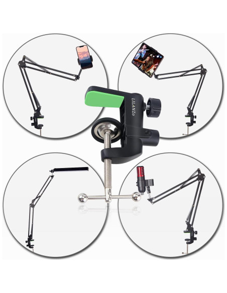 Abrazadera de Montaje en Mesa LILANZo 2-en-1 para Micrófono Abrazadera de Montaje en Mesa LILANZo 2-en-1 para Micrófono