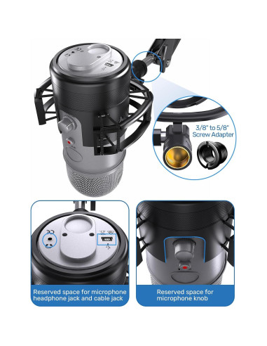Soporte de choque Borenbuir para micrófono Blue Yeti con filtro anti-pop