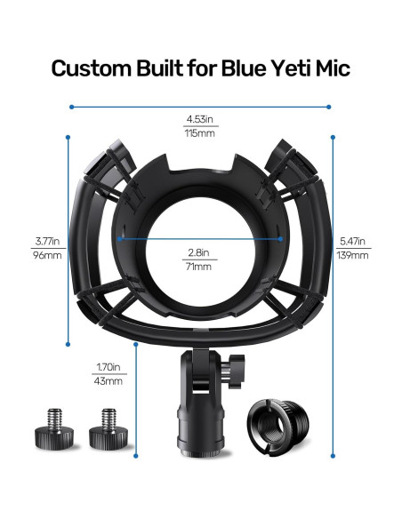 Soporte de choque Borenbuir para micrófono Blue Yeti con filtro anti-pop Soporte de choque Borenbuir para micrófono Blue Yeti con filtro anti-pop